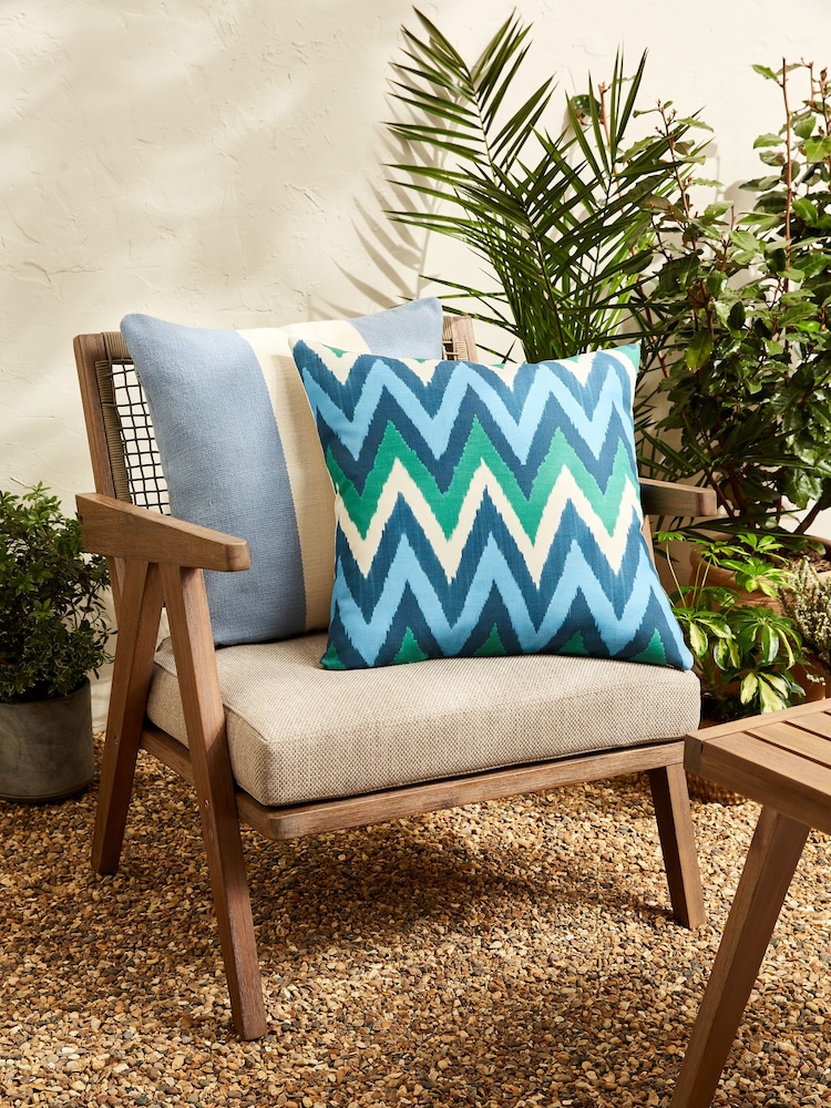 Blue Zig Zag Outdoor Cushion - Image 1 of 4
