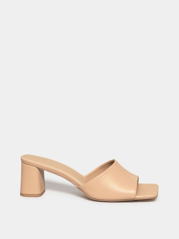 Long Tall Sally Natural Block Heel Mules - Image 1 of 3