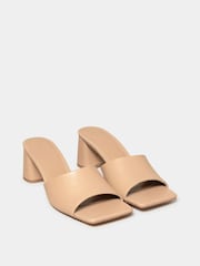 Long Tall Sally Natural Block Heel Mules - Image 2 of 3