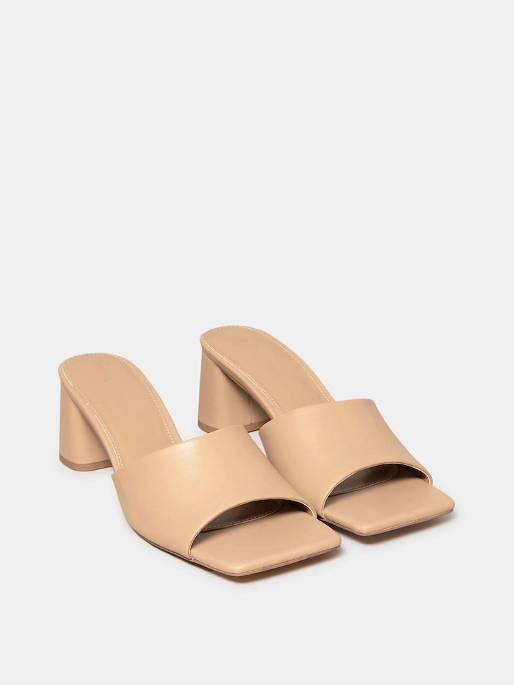 Long Tall Sally Natural Block Heel Mules - Image 2 of 3