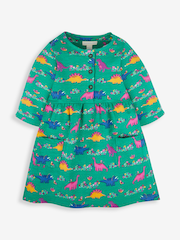 JoJo Maman Bébé Green Dino & Bird Button Front Dress - Image 2 of 4