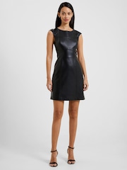 French Connection Crolenda PU Cap Sleeved Dress - Image 1 of 4