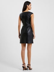 French Connection Crolenda PU Cap Sleeved Dress - Image 2 of 4