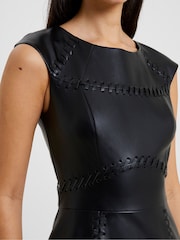 French Connection Crolenda PU Cap Sleeved Dress - Image 3 of 4