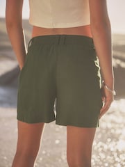Khaki Green Linen Blend Boy Shorts - Image 3 of 6