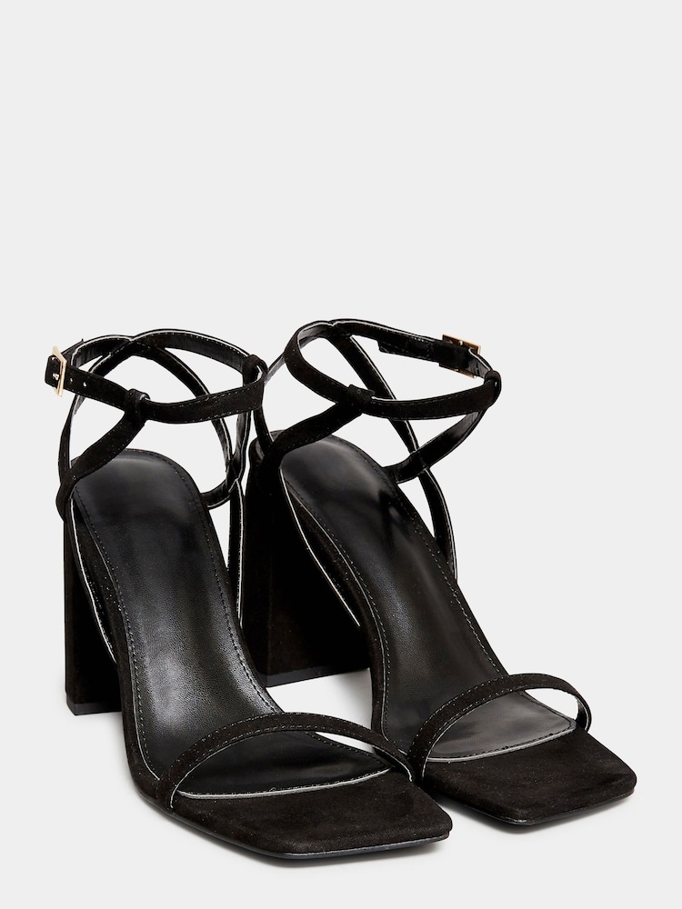 Long Tall Sally Black Faux Suede Block Heels - Image 1 of 6