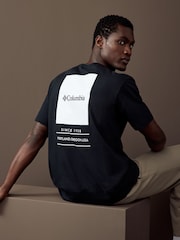 Черный - Columbia Mens Barton Springs Back Print 100% Cotton T-Shirt - Image 1 of 4
