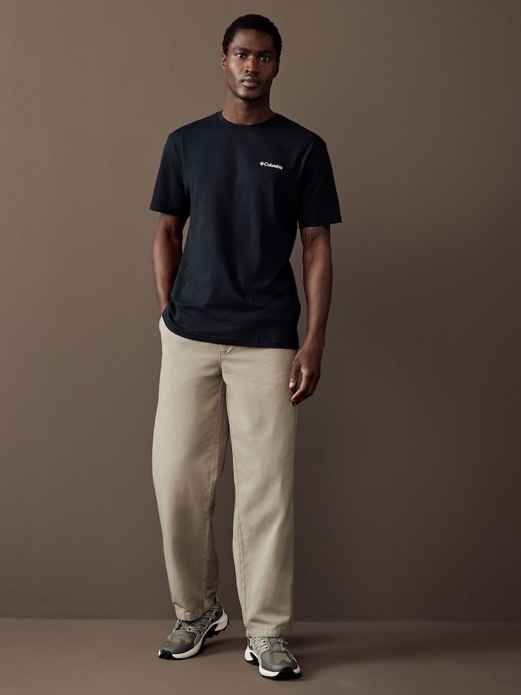 Черный - Columbia Mens Barton Springs Back Print 100% Cotton T-Shirt - Image 2 of 4
