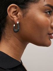 Black Thread Wrap Hoop Earrings - Image 1 of 2