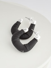 Black Thread Wrap Hoop Earrings - Image 2 of 2