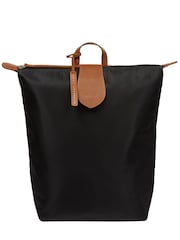 Pure Luxuries London Black/Brown 'Louison' Canvas & Leather Backpack - Image 3 of 6
