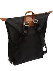 Pure Luxuries London Black/Brown 'Louison' Canvas & Leather Backpack - Image 4 of 6