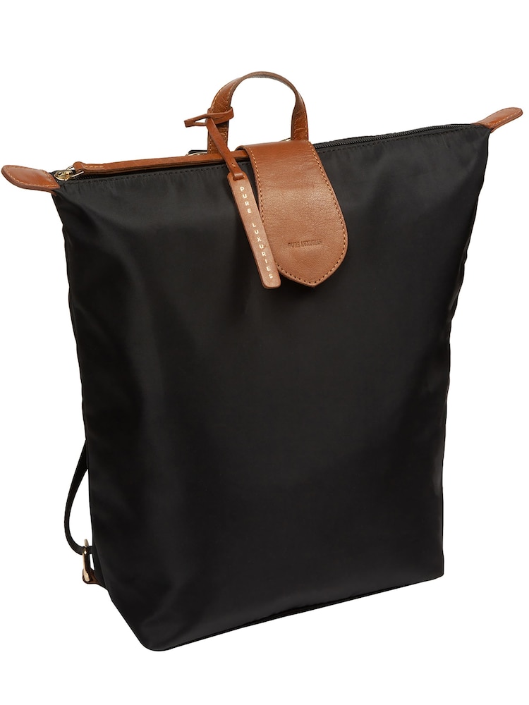 Pure Luxuries London Black/Brown 'Louison' Canvas & Leather Backpack - Image 6 of 6 Pure Luxuries London Black/Brown 'Louison' Canvas & Leather Backpack - Image 6 of 6