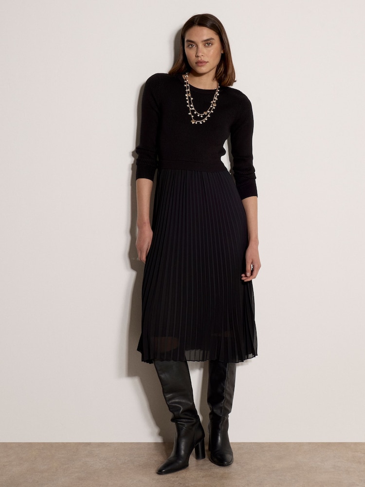 Apricot Black Ribbed Knit Mini Dress - Image 1 of 4 Apricot Black Ribbed Knit Mini Dress - Image 1 of 4