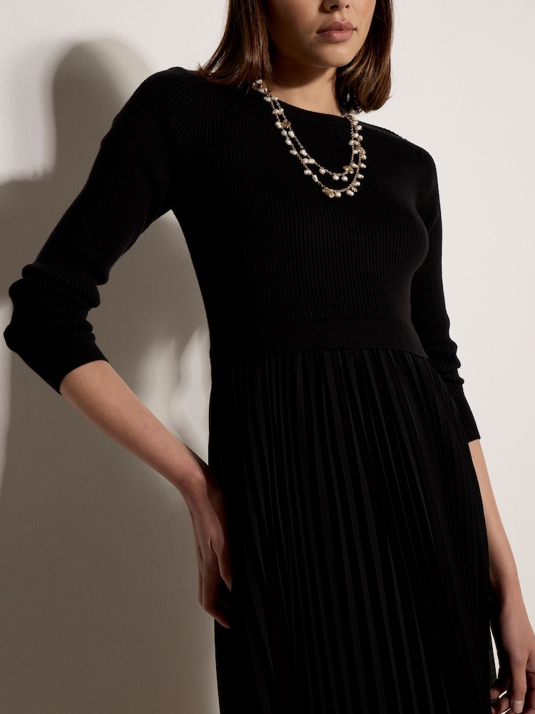 Apricot Black Ribbed Knit Mini Dress - Image 4 of 4 Apricot Black Ribbed Knit Mini Dress - Image 4 of 4