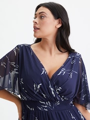 Scarlett & Jo Navy Blue Julie Wine Cream Hanky Hem Dress - Image 4 of 4