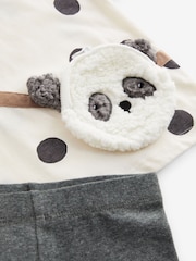 Temno siva in siva Panda - Vrečka 100% bombažna majica & Komplet kolesarskih hlač (3mths-7yrs) - Slika 7 iz 7