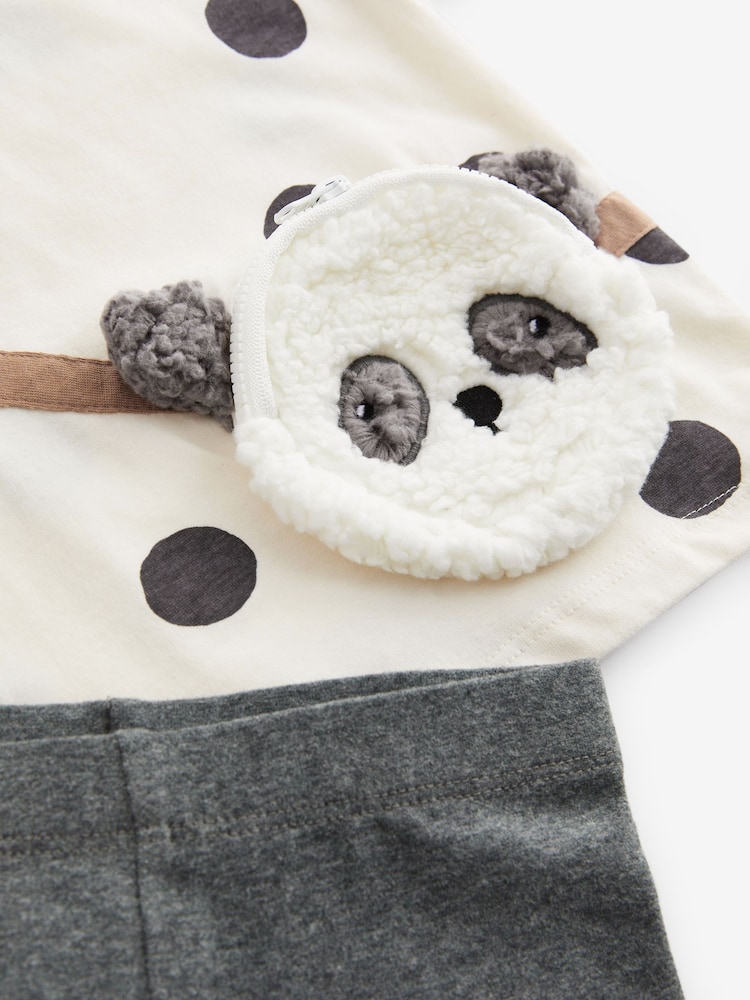 Temno siva in siva Panda - Vrečka 100% bombažna majica & Komplet kolesarskih hlač (3mths-7yrs) - Slika 7 iz 7