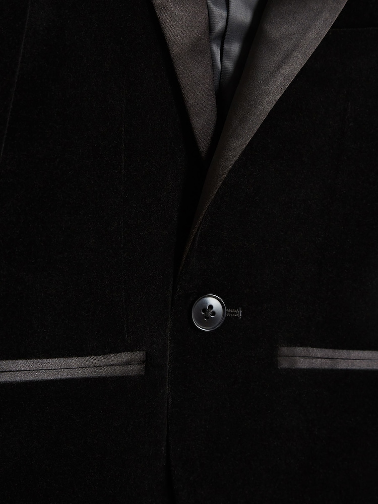 Reiss Black Ace 3-9 yrs Single Breasted Velvet Blazer - Image 6 of 6