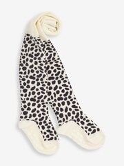 JoJo Maman Bébé Cream Girls' Dalmatian Cotton Rich Tights - Image 1 of 1