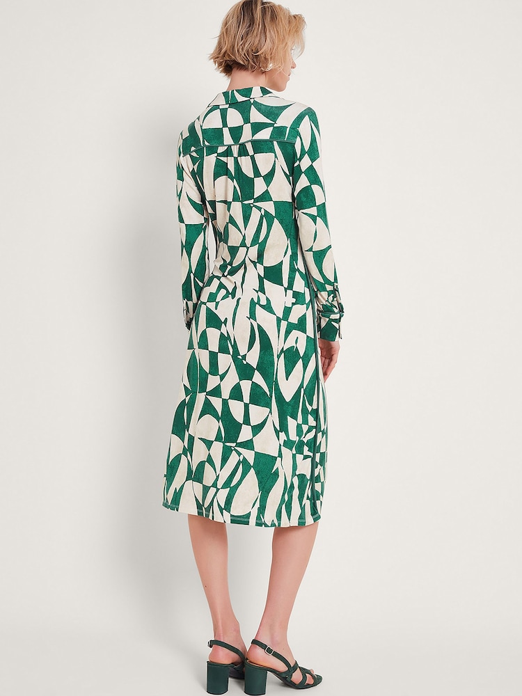 Monsoon Green Print Shirt Dress - Image 2 of 5