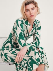 Monsoon Green Print Shirt Dress - Image 3 of 5