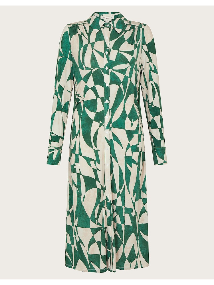 Monsoon Green Print Shirt Dress - Image 5 of 5