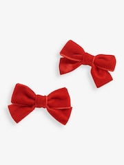 JoJo Maman Bébé Red 2-Pack Velvet Bows - Image 1 of 1