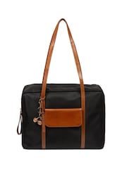 Pure Luxuries London Black 'Skye' Canvas & Leather Cabin Bag - Image 3 of 6