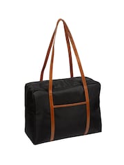 Pure Luxuries London Black 'Skye' Canvas & Leather Cabin Bag - Image 4 of 6