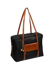 Pure Luxuries London Black 'Skye' Canvas & Leather Cabin Bag - Image 5 of 6