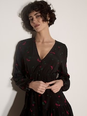 Apricot Black Cherry Print Crepe Mini Dress - Image 3 of 4