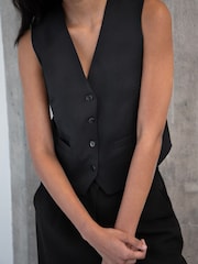 Schwarz - Threadbare Weste mit Knopfleiste - Bild 4 von 4