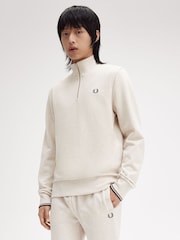 Fred Perry Mens 100% Cotton Quarter Zip Sweatshirt - Image 1 of 4