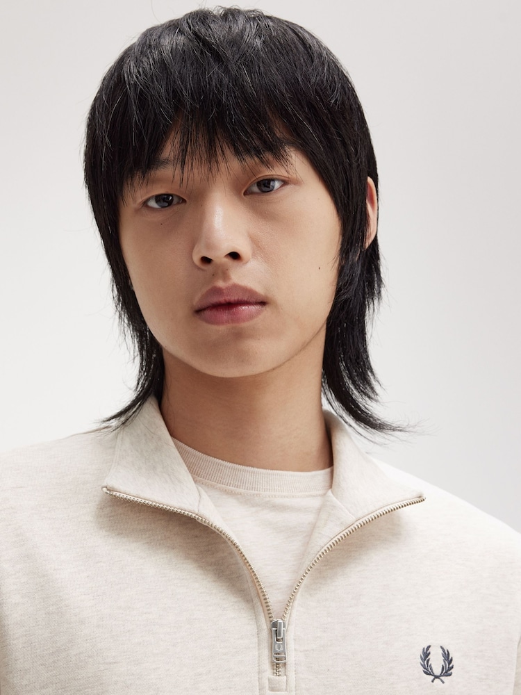 Fred Perry Mens 100% Cotton Quarter Zip Sweatshirt - Image 2 of 4 Fred Perry Mens 100% Cotton Quarter Zip Sweatshirt - Image 2 of 4