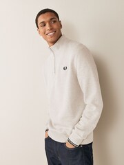 Fred Perry Mens 100% Cotton Quarter Zip Sweatshirt - Image 1 of 4