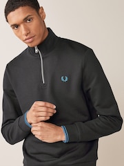 Fred Perry Mens 100% Cotton Quarter Zip Sweatshirt - Image 4 of 7