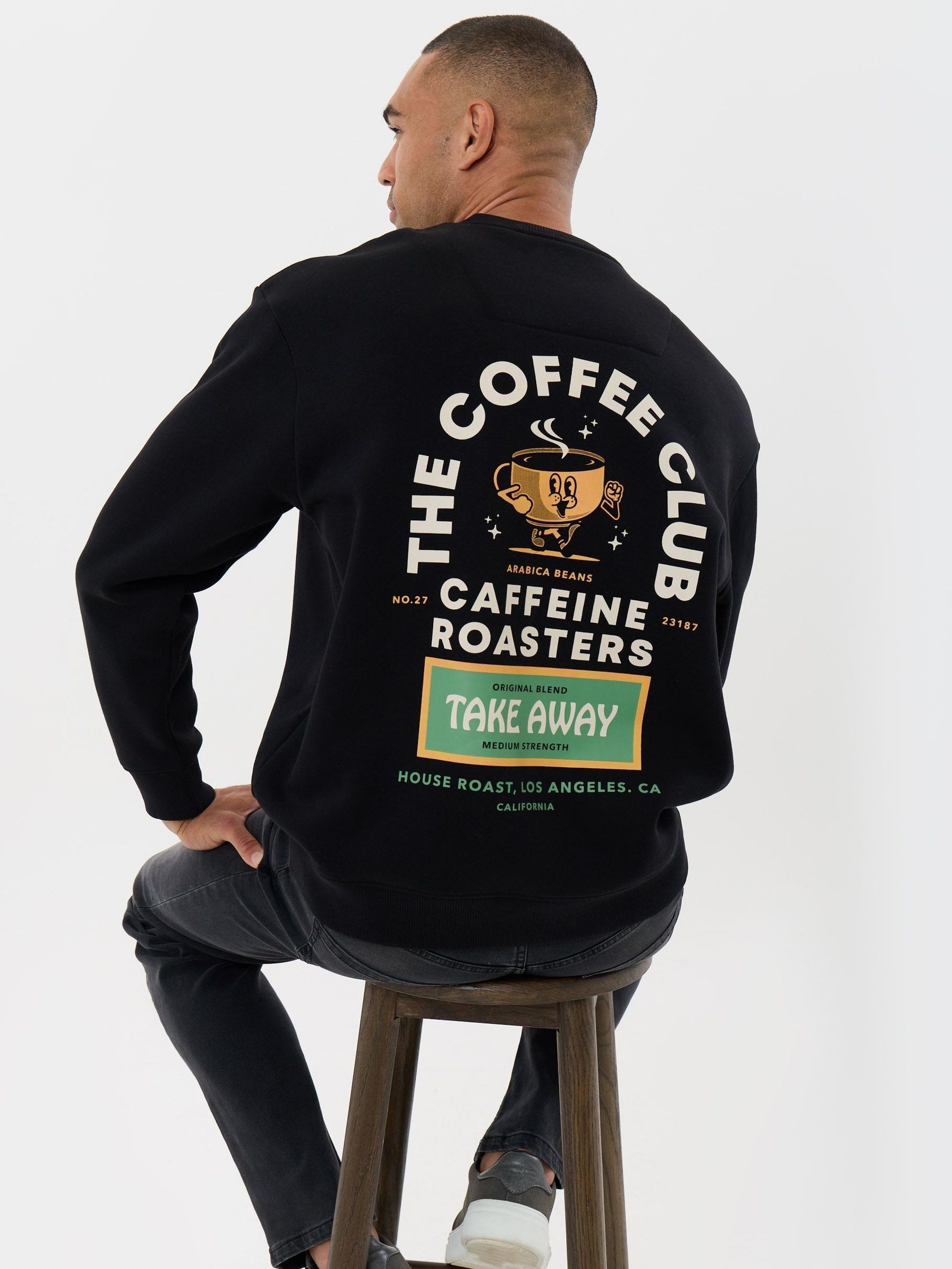 Threadbare Black Coffee Club Graphic Sweatshirt - Image 2