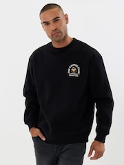 Threadbare Black Heavyweight Relaxed Fit Coffee Club Graphic Print Sweatshirt - Image 2 of 5