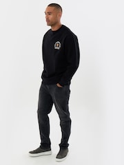 Threadbare Black Heavyweight Relaxed Fit Coffee Club Graphic Print Sweatshirt - Image 4 of 5
