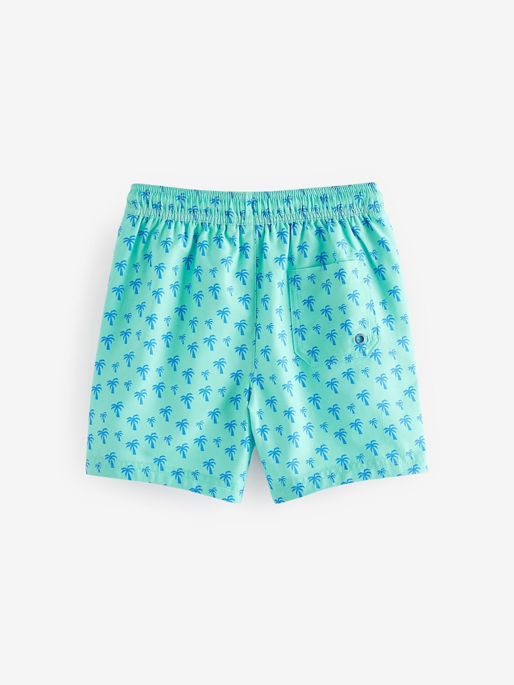 Mintgrün mit Palmenprint - Bedruckte Badeshorts (3–16 Jahre) - Bild 2 von 4