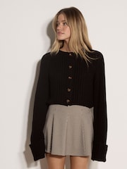 Apricot Black Chunky Knit Cardigan - Image 4 of 5