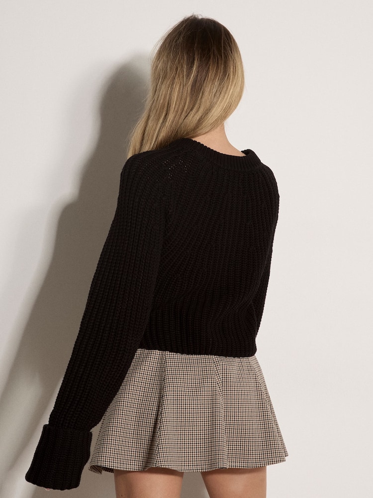 Apricot Black Chunky Knit Cardigan - Image 5 of 5
