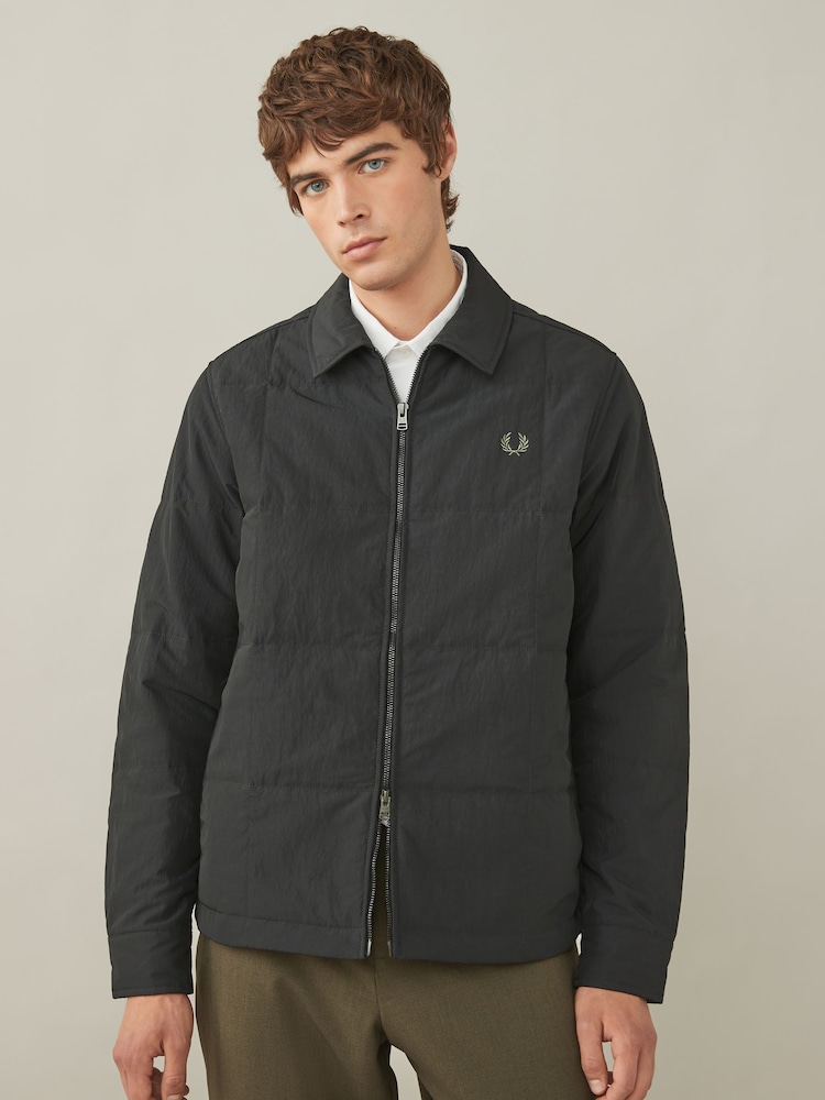 Fred Perry Black Quilted Overshirt - Image 1 of 8 Fred Perry Black Quilted Overshirt - Image 1 of 8