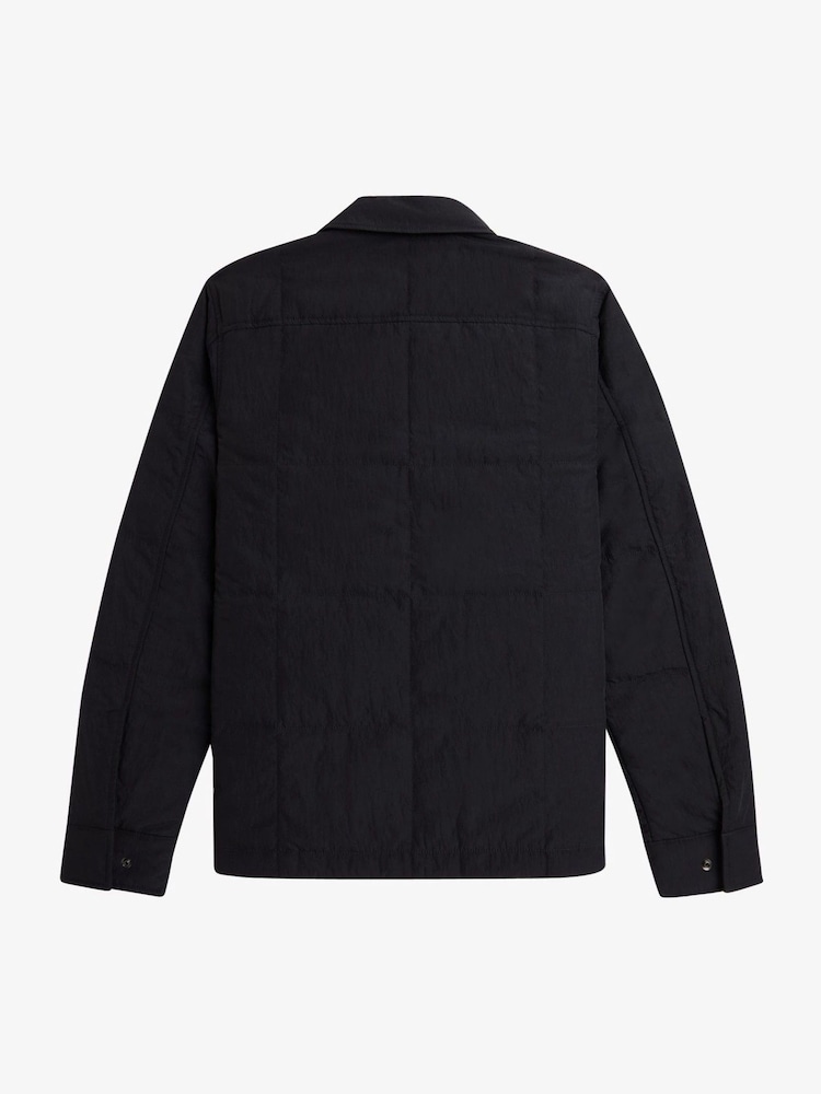 Fred Perry Black Quilted Overshirt - Image 8 of 8 Fred Perry Black Quilted Overshirt - Image 8 of 8