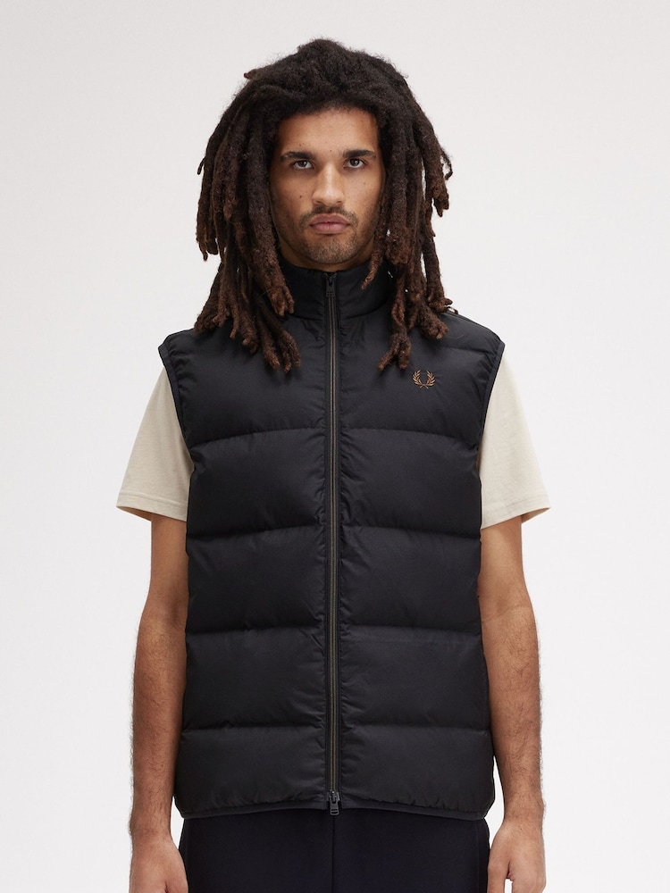 Fred Perry Padded Insulated Black Gilet - Image 1 of 7