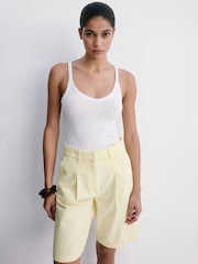 Mango Yellow Denim Bermuda Shorts - Image 4 of 7