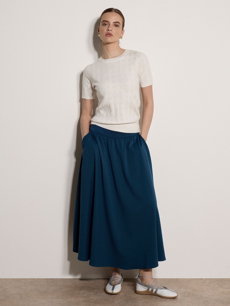 Apricot White Pointelle Hearts Knitted T-Shirt - Image 1 of 4