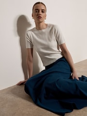 Apricot White Pointelle Hearts Knitted T-Shirt - Image 2 of 4