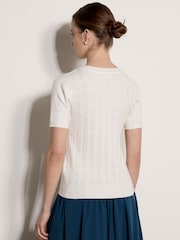Apricot White Pointelle Hearts Knitted T-Shirt - Image 3 of 4